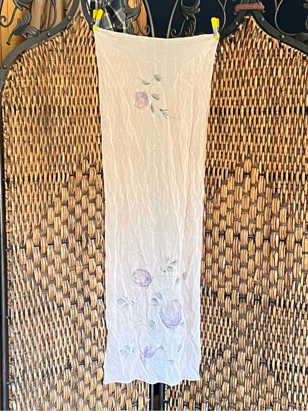 Vintage Silk Hand Painted Pink Scarf